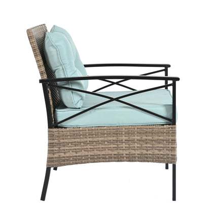 Patio Furniture, Outdoor Furniture, Seasonal PE Wicker Furniture, Four Set Wicker Furniture With Black Metal Table V.I.P Digital Presence