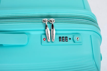 Expandable Hardshell Suitcase Double Spinner Wheels PP Luggage Sets Lightweight Durable 3-Piece Set (20/24/28) , Lake Blue