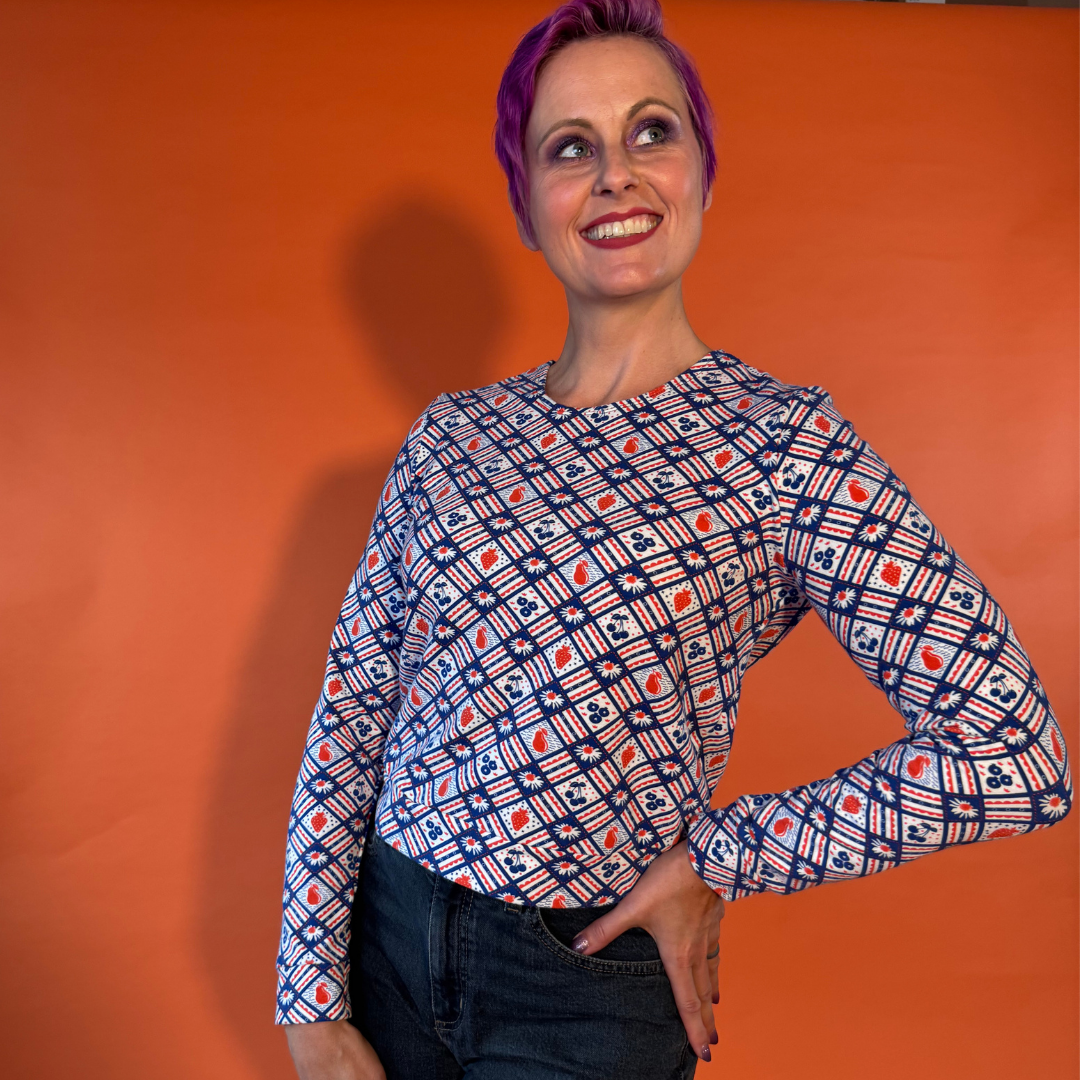 Fruit Picnic Pullover in Blueberry Blue Platypus Clothing