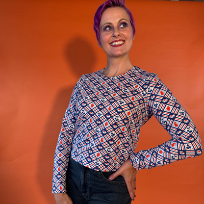 Fruit Picnic Pullover in Blueberry Blue Platypus Clothing