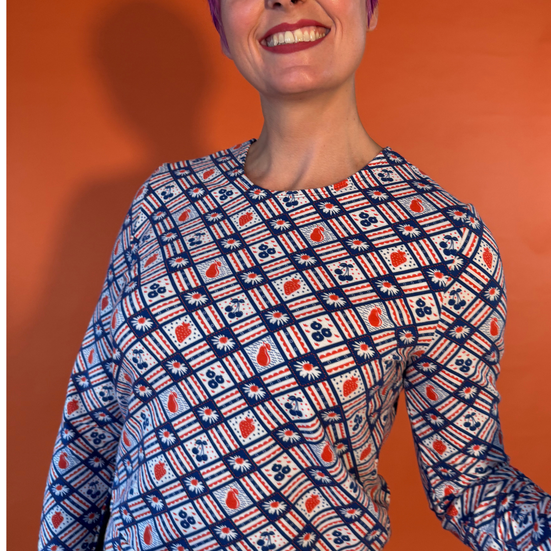 Fruit Picnic Pullover in Blueberry Blue Platypus Clothing