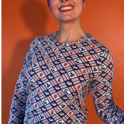 Fruit Picnic Pullover in Blueberry Blue Platypus Clothing