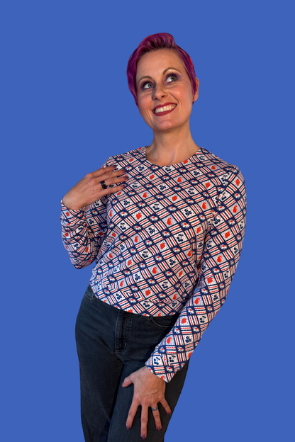 Fruit Picnic Pullover in Blueberry Blue Platypus Clothing