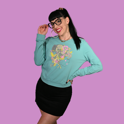Floral Bouffant Pullover in Catalina Blue Blue Platypus Clothing