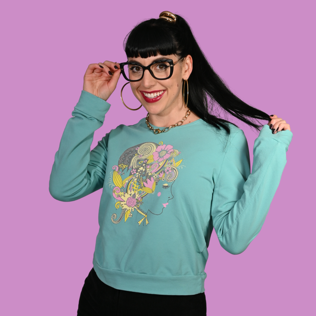 Floral Bouffant Pullover in Catalina Blue Blue Platypus Clothing