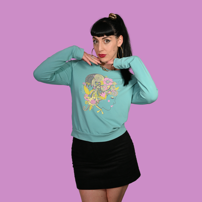 Floral Bouffant Pullover in Catalina Blue Blue Platypus Clothing