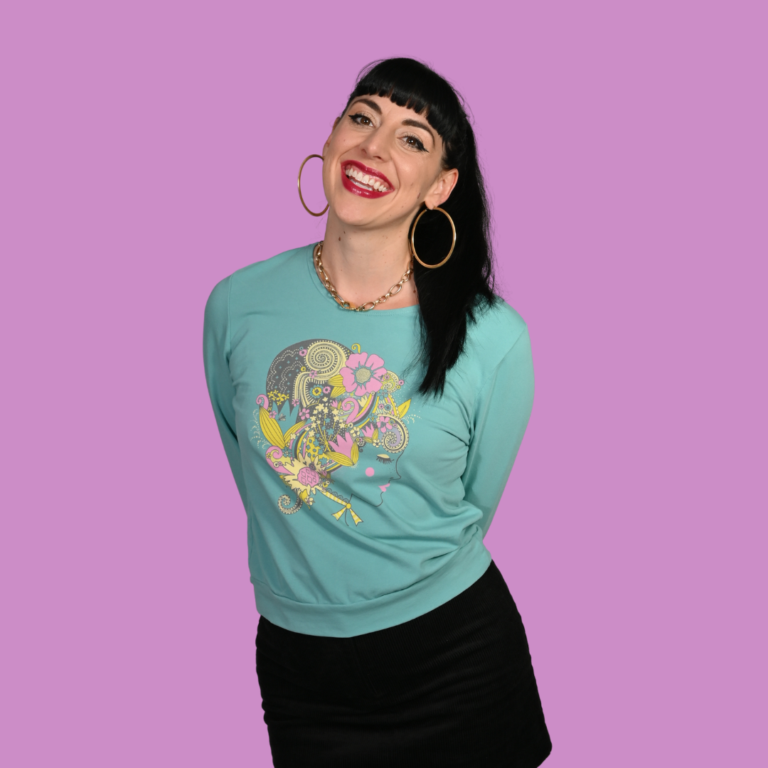 Floral Bouffant Pullover in Catalina Blue Blue Platypus Clothing