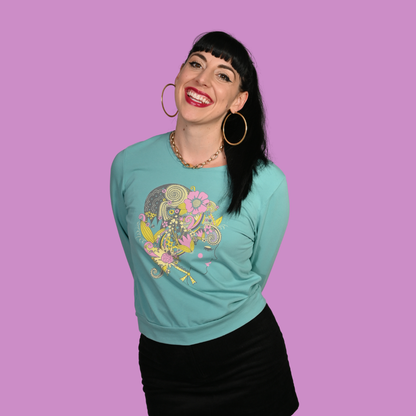 Floral Bouffant Pullover in Catalina Blue Blue Platypus Clothing