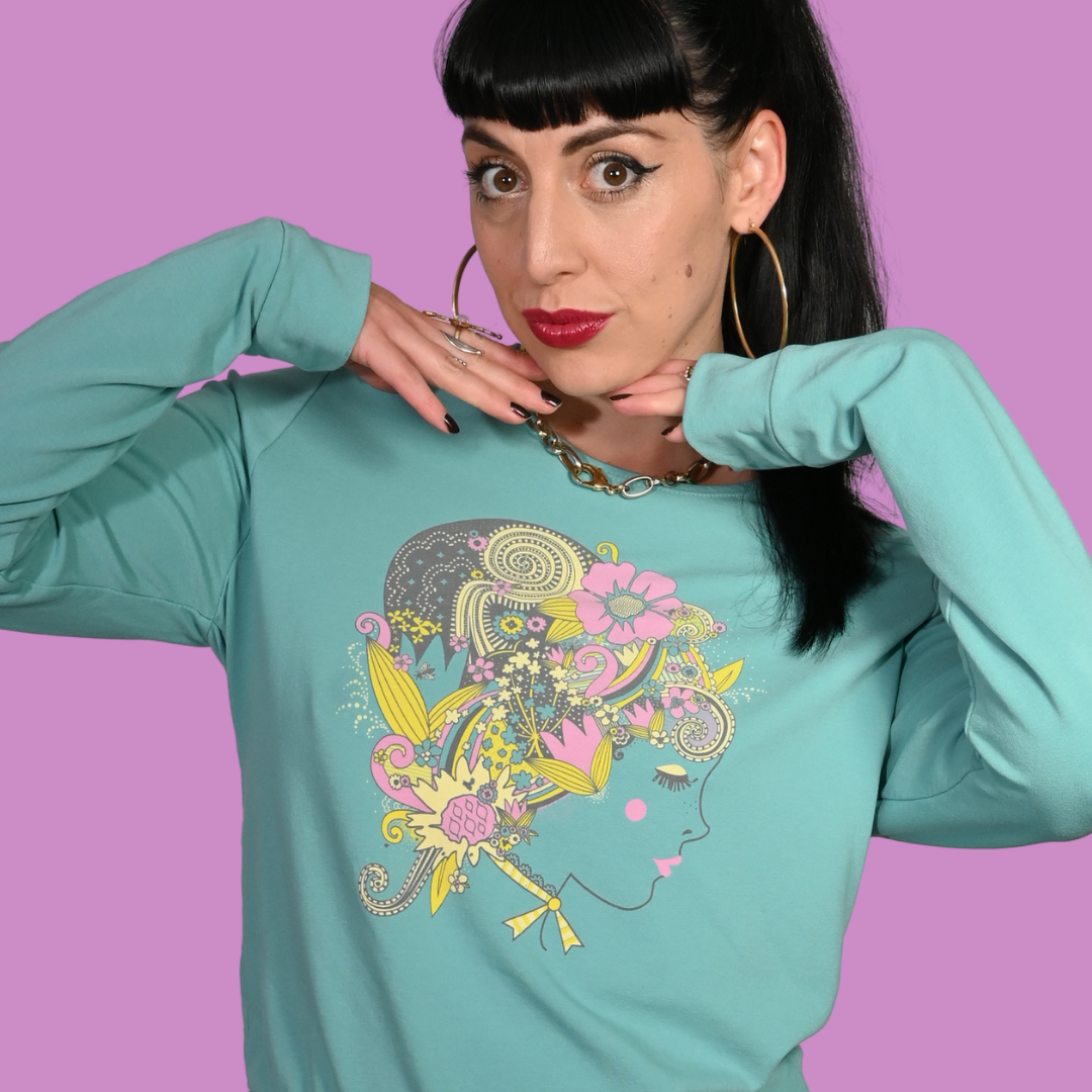 Floral Bouffant Pullover in Catalina Blue Blue Platypus Clothing