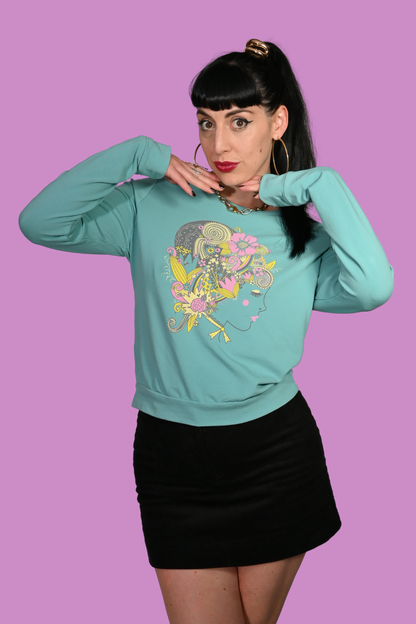 Floral Bouffant Pullover in Catalina Blue Blue Platypus Clothing