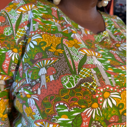 Magnificent Mushroom Pullover in Olive Blue Platypus Clothing