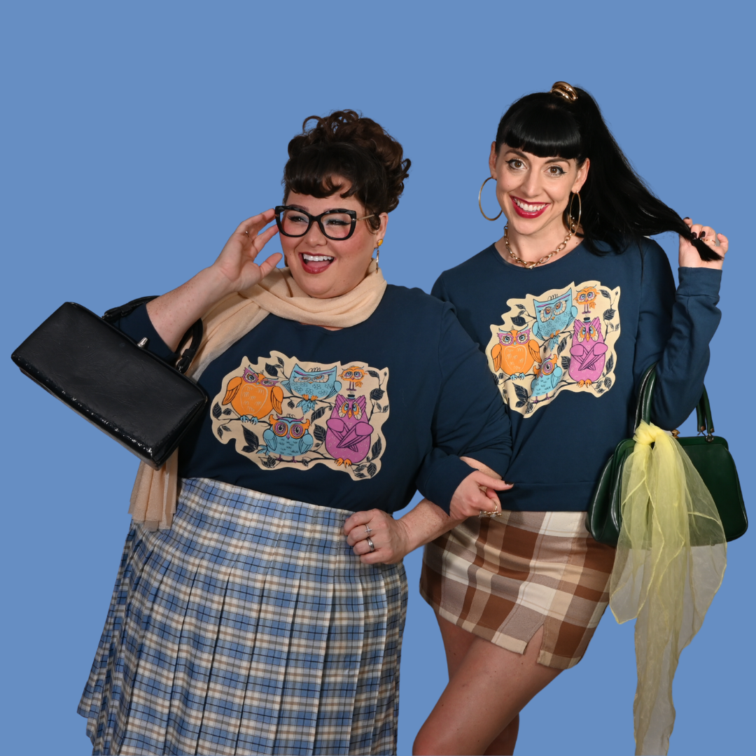 Wacky Owls Pullover in Midnight Blue Blue Platypus Clothing