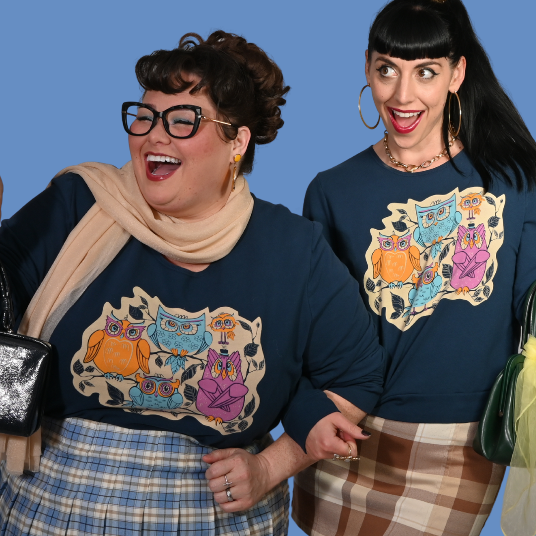 Wacky Owls Pullover in Midnight Blue Blue Platypus Clothing