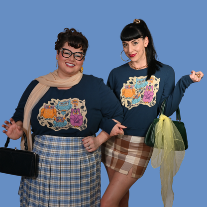 Wacky Owls Pullover in Midnight Blue Blue Platypus Clothing