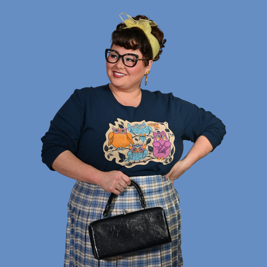 Wacky Owls Pullover in Midnight Blue Blue Platypus Clothing