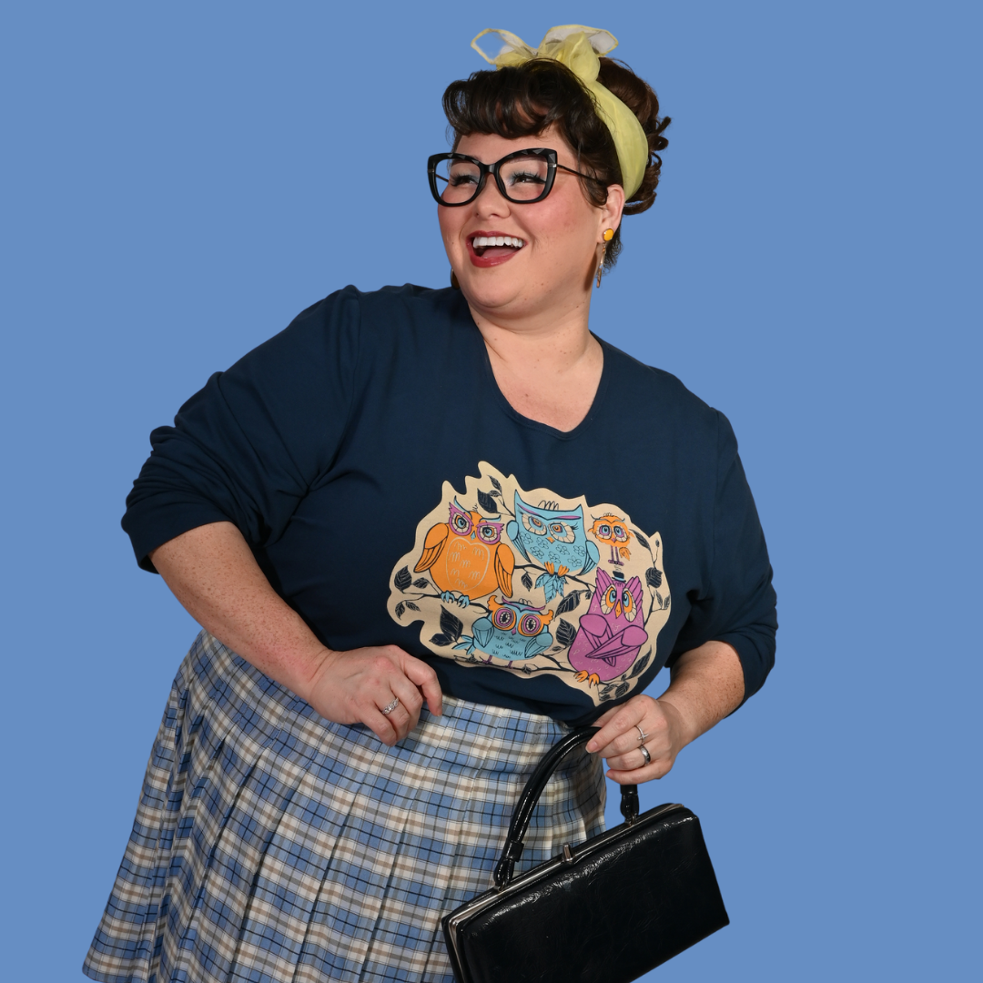 Wacky Owls Pullover in Midnight Blue Blue Platypus Clothing