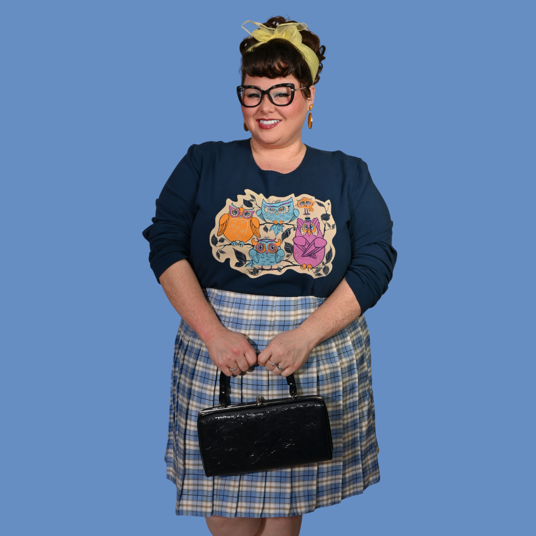 Wacky Owls Pullover in Midnight Blue Blue Platypus Clothing