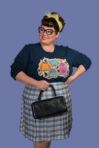 Wacky Owls Pullover in Midnight Blue Blue Platypus Clothing