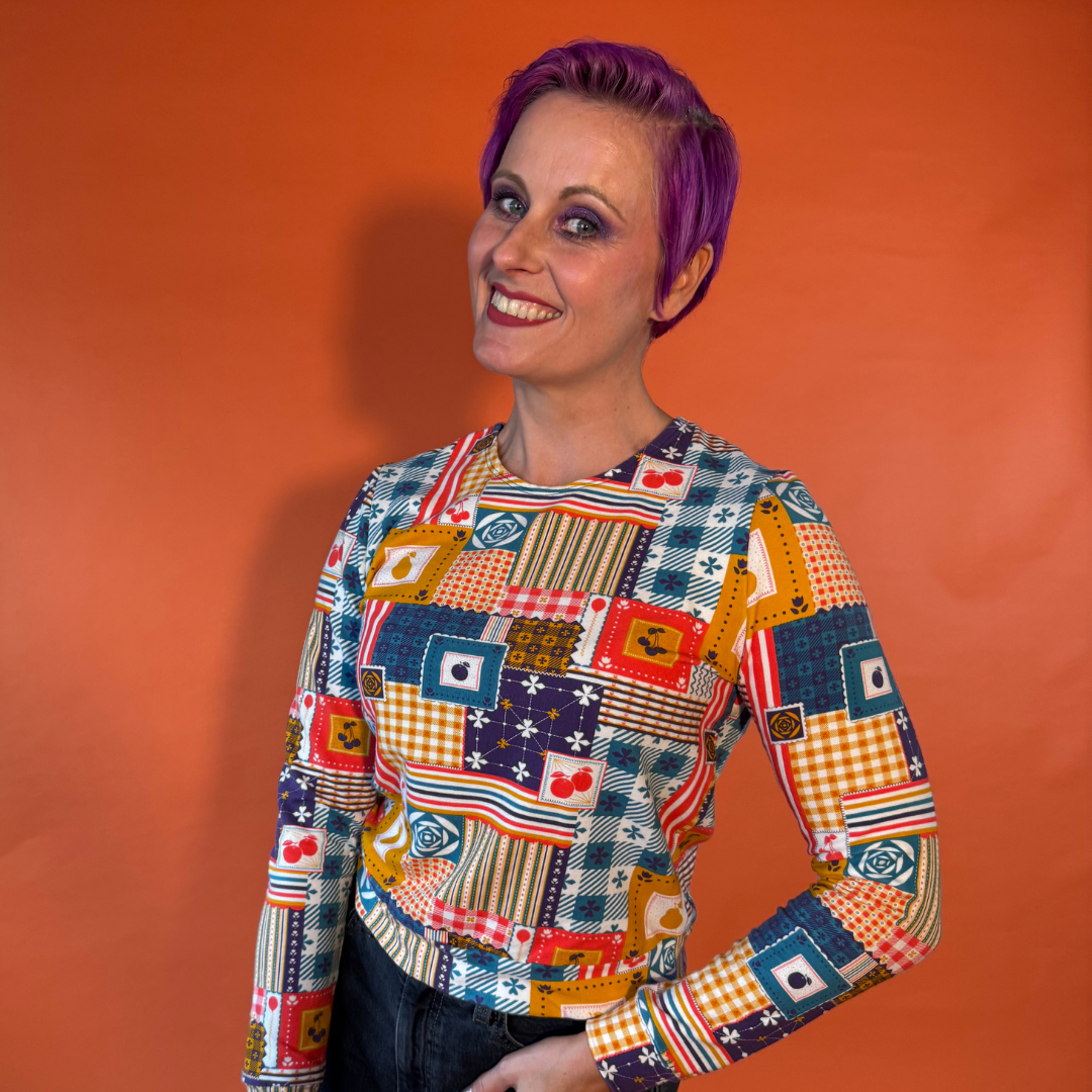 Patchwork Pullover in Periwinkle Blue Platypus Clothing