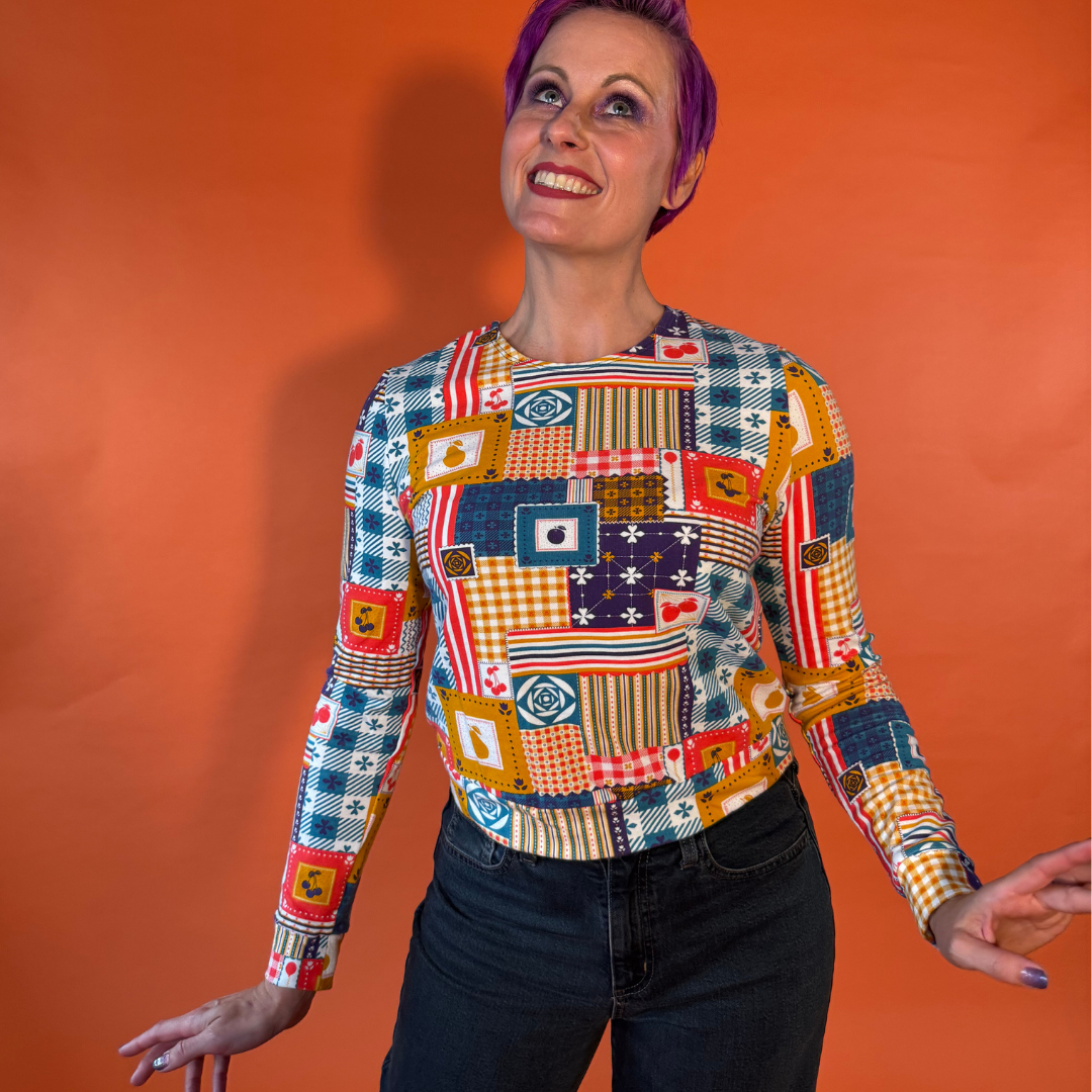 Patchwork Pullover in Periwinkle Blue Platypus Clothing
