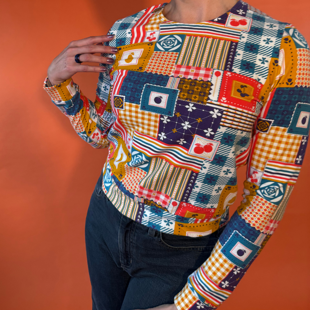 Patchwork Pullover in Periwinkle Blue Platypus Clothing