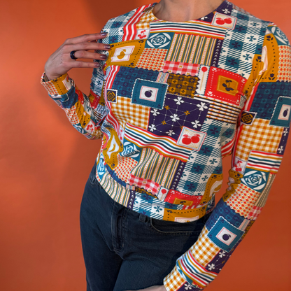 Patchwork Pullover in Periwinkle Blue Platypus Clothing