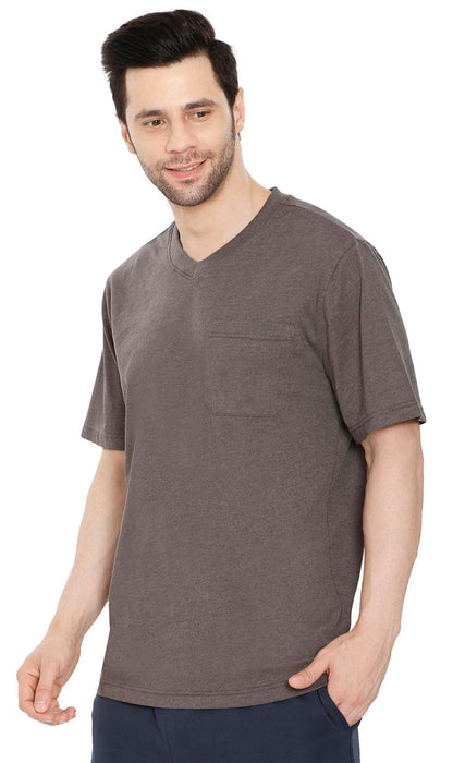 Men's Heavyweight Short Sleeve V-Neck T-Shirt – Relaxed Fit Cotton Blend with Pocket TURTLE BAY APPAREL