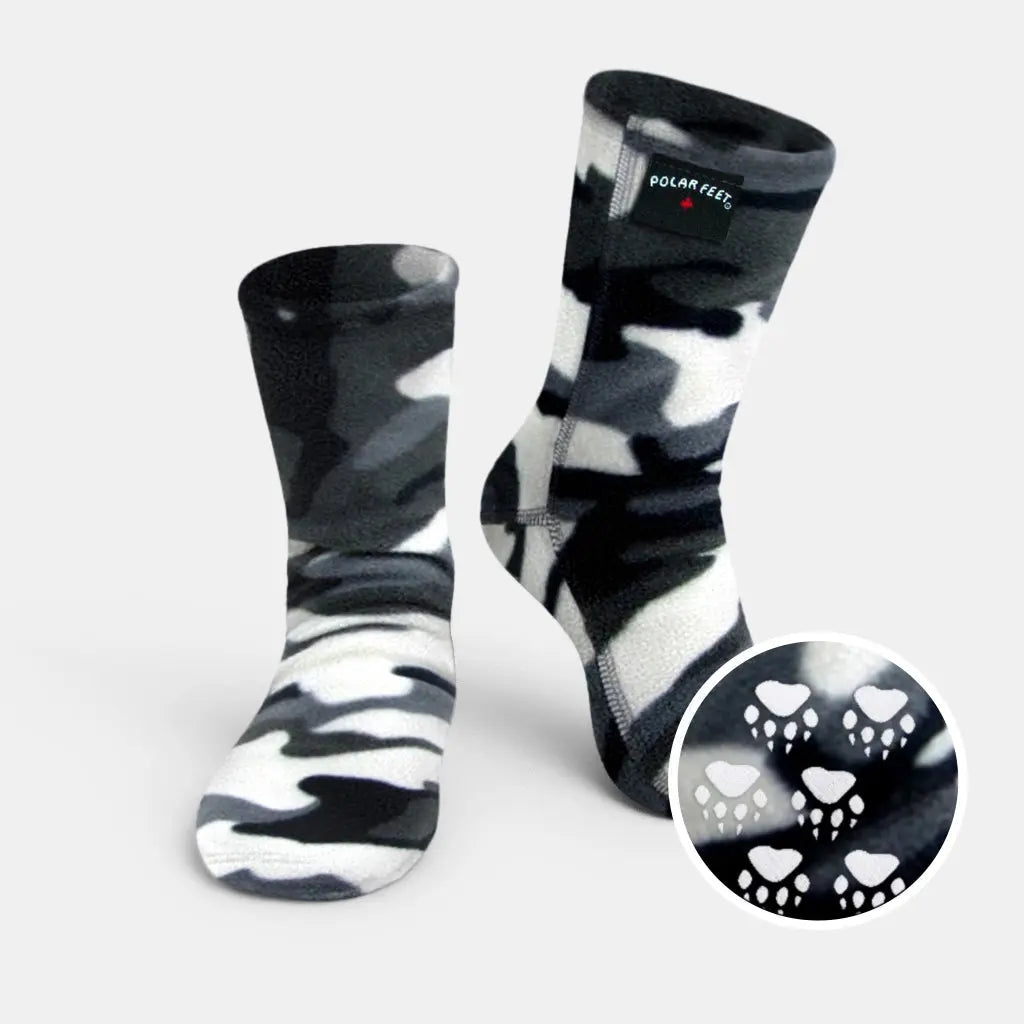 Kids' Nonskid Fleece Socks - Snow Camo Polar Feet® LLC