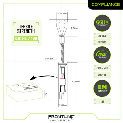 Frontline COB110K Reusable 10K Concrete Anchor Bolt VM Hardware