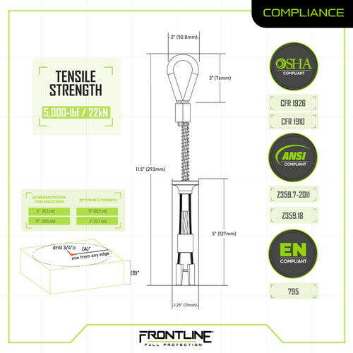 Frontline COB345K Reusable 5K Concrete Anchor Bolt VM Hardware