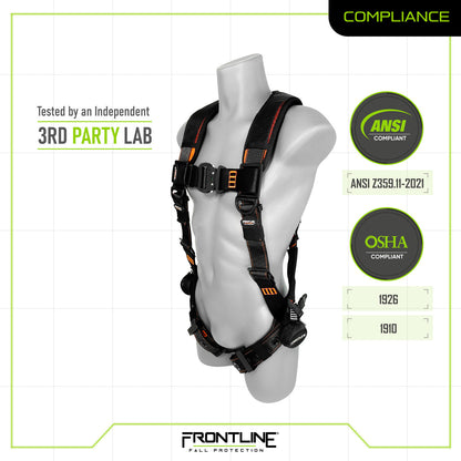 Frontline 110VTB Combat Lite Vest Style Harness with Aluminum Hardware and Suspension Trauma Straps M/L VM Hardware