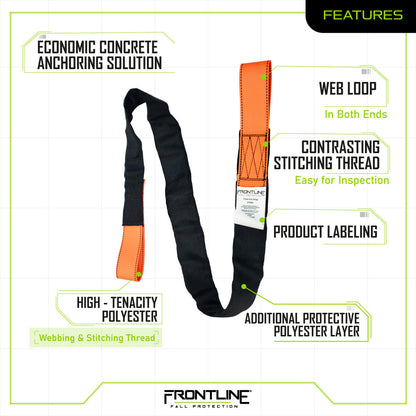 Frontline COSL Concrete Embed Anchor Strap with Looped Ends 6' VM Hardware