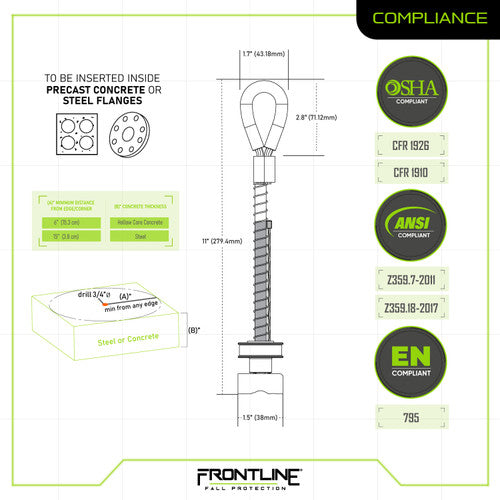 Frontline COT345K Reusable 5K Concrete and Steel Anchor Toggle Bolt VM Hardware