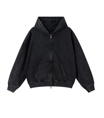 NOIR VINTAGE WASH ZIP HOODIE