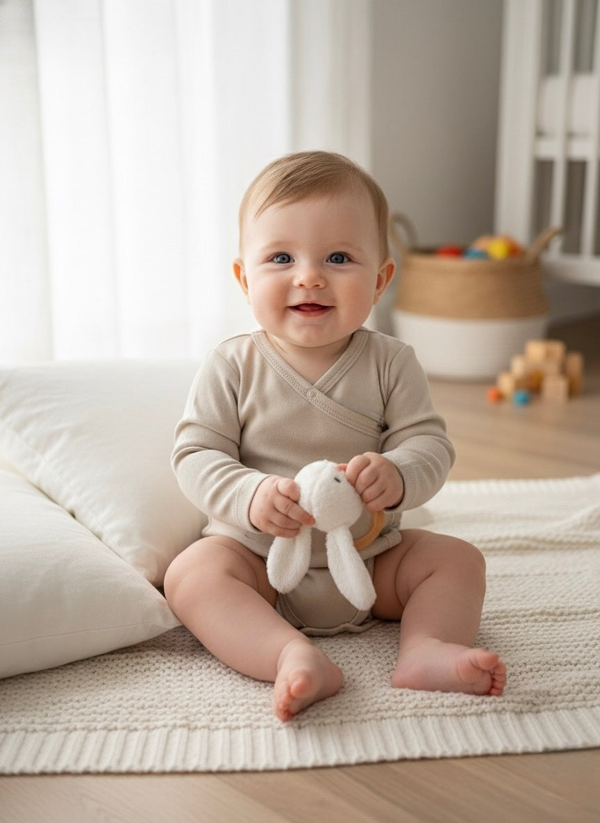 Brown Long Sleeve Organic Bodysuit Honey and Hive