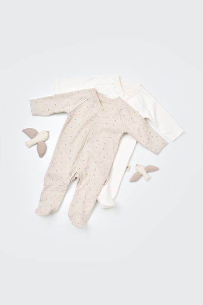 Cream Organic Footed Onesie Honey and Hive
