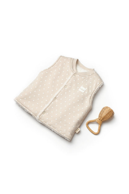 Organic Polka Dot Sherpa Baby Vest Honey and Hive