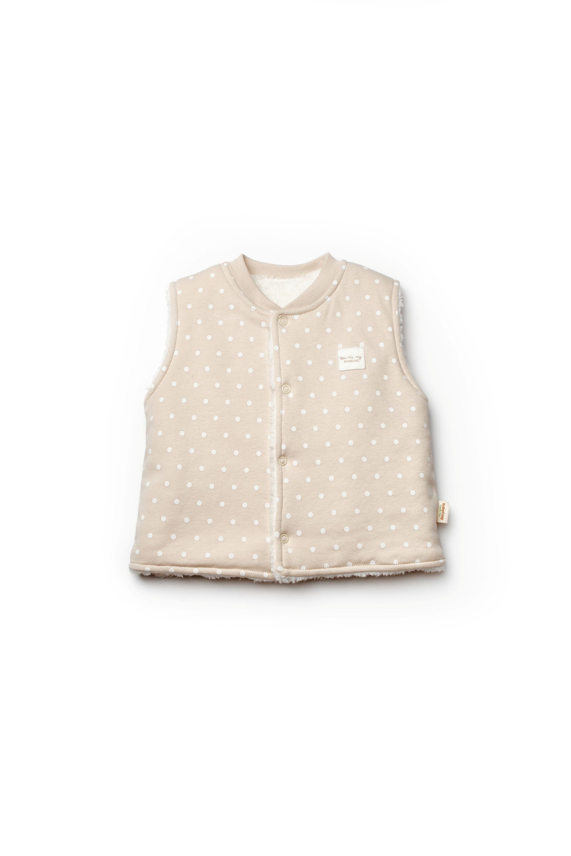 Organic Polka Dot Sherpa Baby Vest Honey and Hive