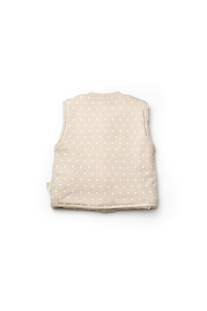Organic Polka Dot Sherpa Baby Vest Honey and Hive