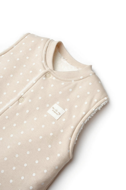 Organic Polka Dot Sherpa Baby Vest Honey and Hive