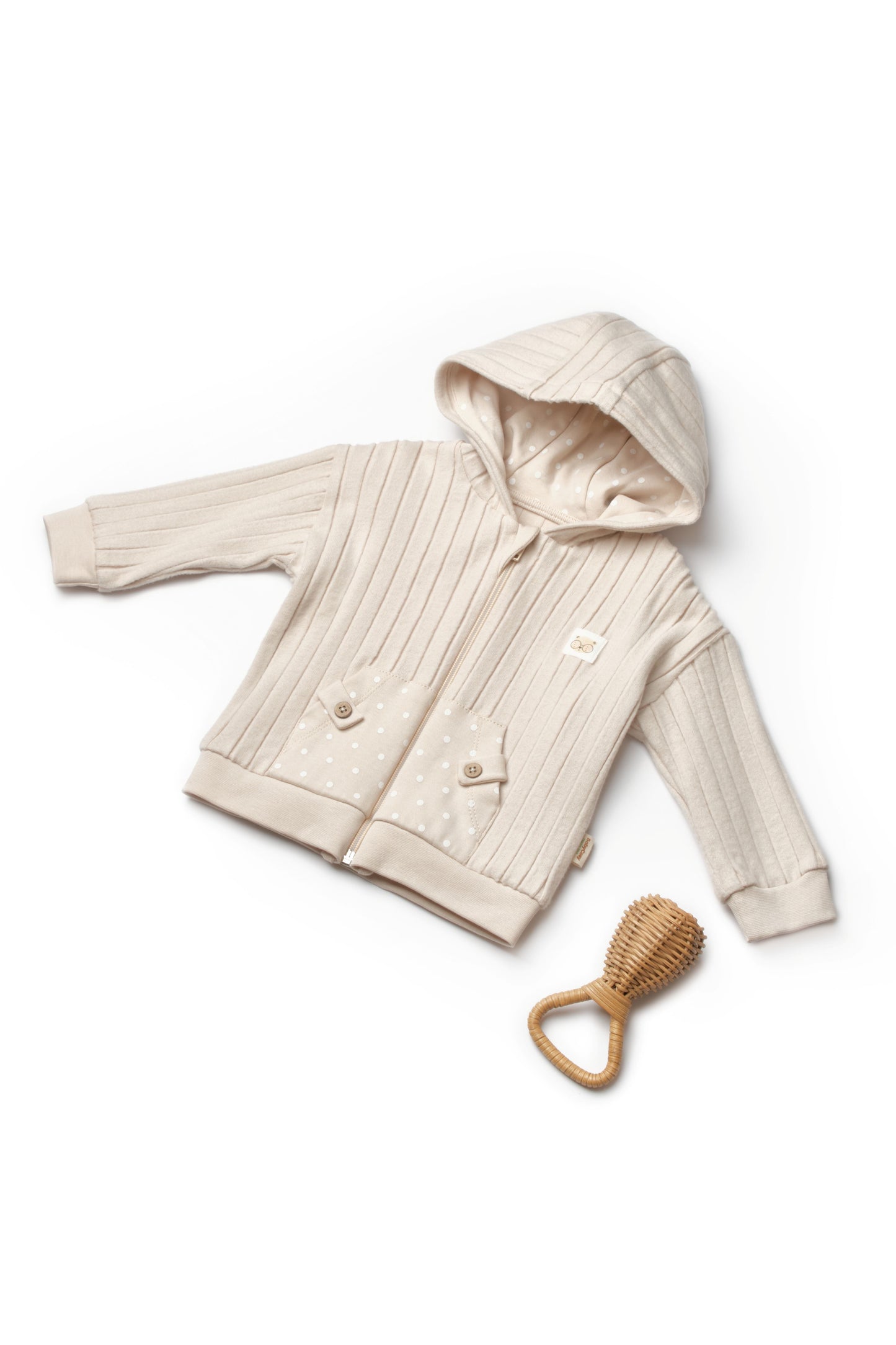 Organic Ribbed Polka Dot Zip-Up Jacket Honey and Hive