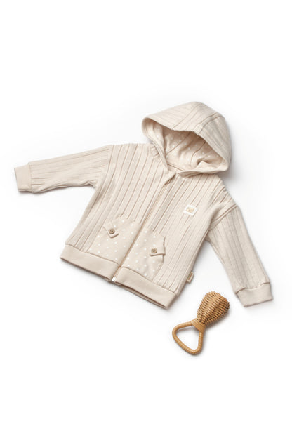 Organic Ribbed Polka Dot Zip-Up Jacket Honey and Hive