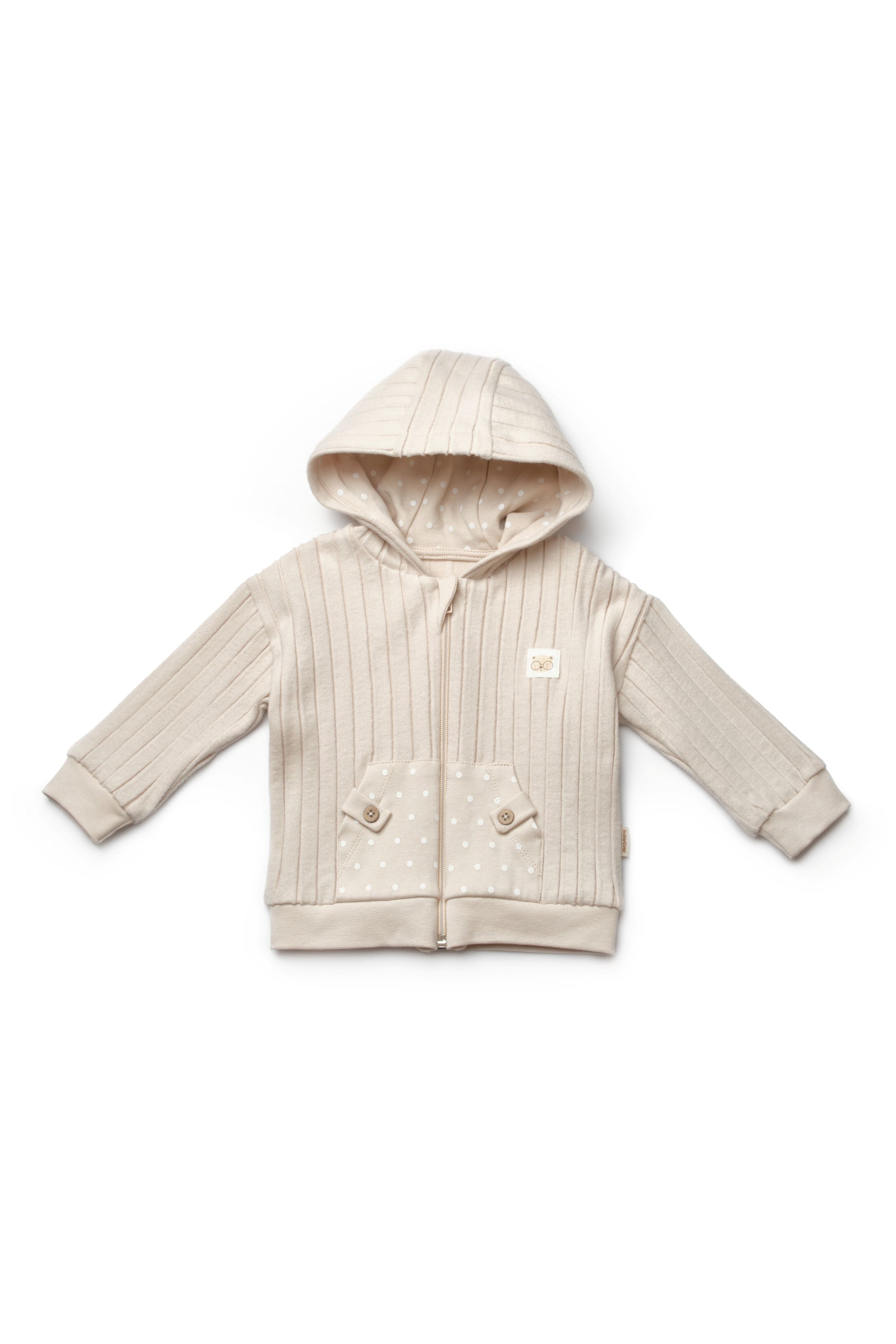 Organic Ribbed Polka Dot Zip-Up Jacket Honey and Hive