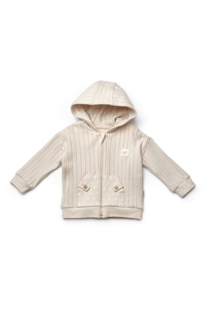 Organic Ribbed Polka Dot Zip-Up Jacket Honey and Hive