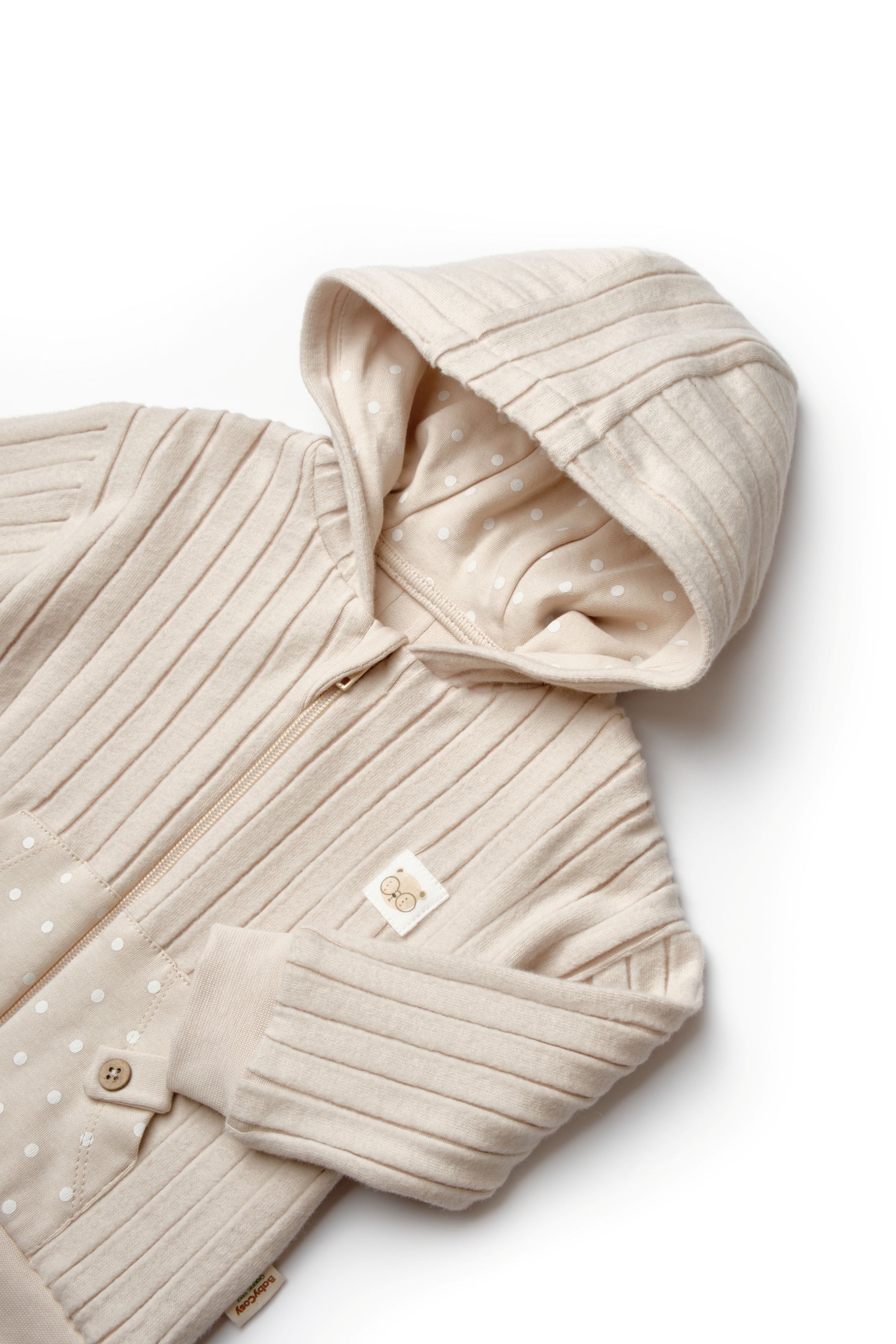 Organic Ribbed Polka Dot Zip-Up Jacket Honey and Hive