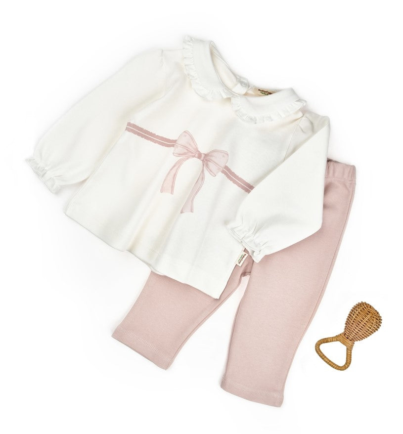 Organic Blush Ribbon Ruffle Set Honey and Hive