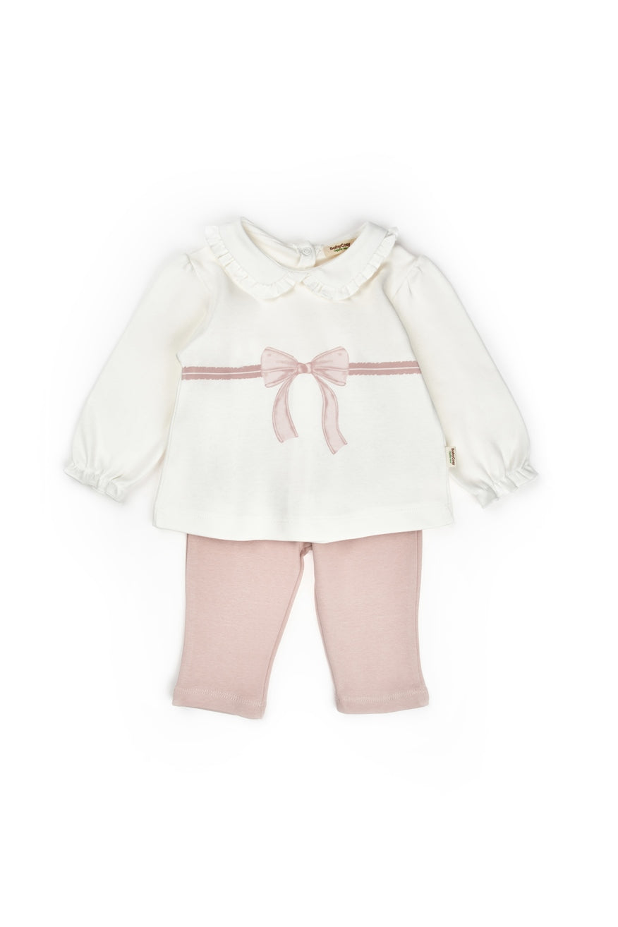 Organic Blush Ribbon Ruffle Set Honey and Hive