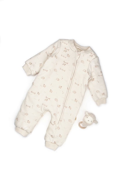 Little Lamb Zip-Up Organic Romper Honey and Hive