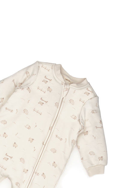 Little Lamb Zip-Up Organic Romper Honey and Hive
