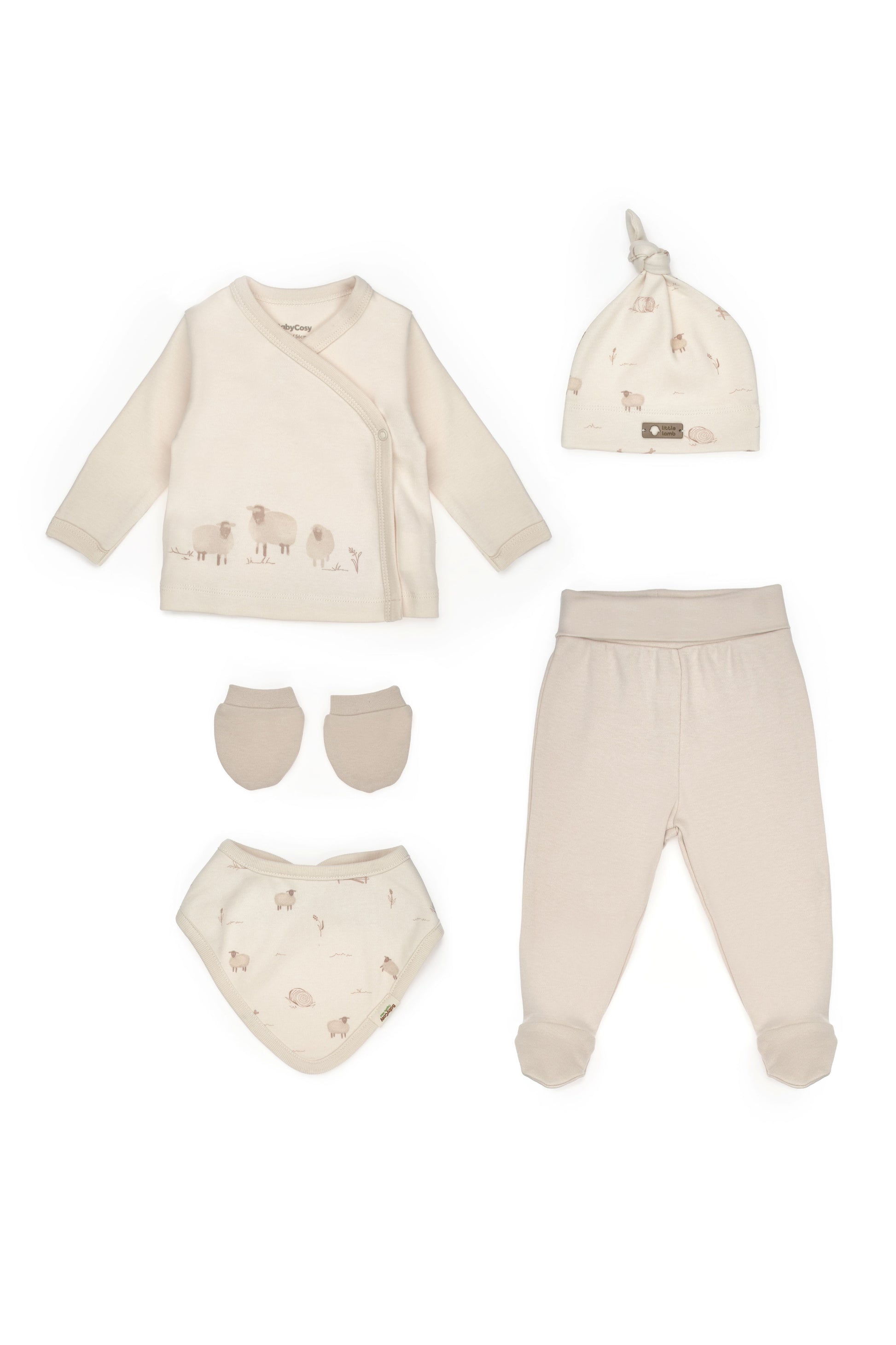 Little Lamb 5-Piece Organic Newborn Set Honey and Hive